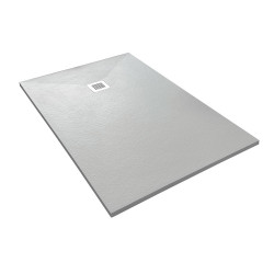 Veroni shower tray made of composite stone with slate pattern flat (TXBxH) 140 x 90 x 3 cm white - SL914W - 0