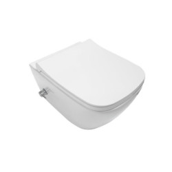 Belvit Spülrandloses Design Hänge WC mit Taharet/Bidet/Dusch WC-Funktion und integrierter Heiß-/Kaltwasserarmatur Weiß + Dec - BV-HW5001-T+BV-DE2001 - 0
