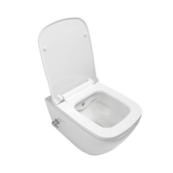 Belvit Spülrandloses Design Hänge WC mit Taharet/Bidet/Dusch WC-Funktion und integrierter Heiß-/Kaltwasserarmatur Weiß + Dec - BV-HW5001-T+BV-DE2001 - 1
