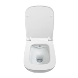 Belvit Spülrandloses Design Hänge WC mit Taharet/Bidet/Dusch WC-Funktion und integrierter Heiß-/Kaltwasserarmatur Weiß + Dec - BV-HW5001-T+BV-DE2001 - 2