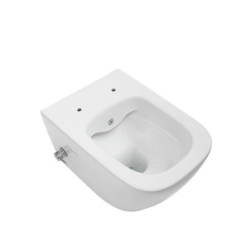 Belvit Spülrandloses Design Hänge WC mit Taharet/Bidet/Dusch WC-Funktion und integrierter Heiß-/Kaltwasserarmatur Weiß + Dec - BV-HW5001-T+BV-DE2001 - 3