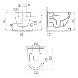 Creavit Design Hänge WC Gold mit Bidetfunktion - TP325-50CB00E-AK00 - 2