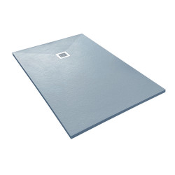Veroni shower tray made of composite stone with slate pattern flat (TXBxH) 120 x 80 x 3 cm gray - SL812G - 0