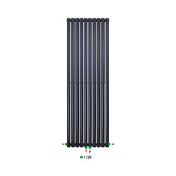 Panel radiator vertically double layer black matt 1800 x 472 (HXB) -8 Elem. - 1640W - OB12-1800472 - 4