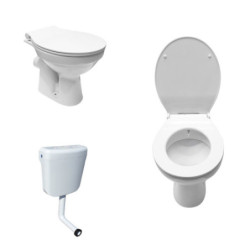 Belvit Stand WC mit Taharet/Bidet Funktion Abgang Waagerecht Wand + Softclose Deckel + Spülkasten - BV-SW5001-T+BV-D0400+BV-AP1001 - 0