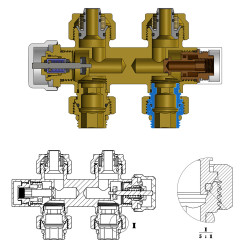 Anschlussgarnitur Mittelanschluss Multiblock Eck Chrom 1/2“PEX 16 x 2mm Konus M30 - BLR312 - 4