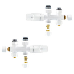 Anschlussgarnitur Mittelanschluss Multiblock Durchgang Weiß 1/2“PEX 16 x 2mm Konus M30 - BLR313 - 2