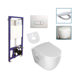 Aloni Wand / Hänge WC Toilette Softclose-Deckel Vorwandelement Betätigungsplatte - AL5509Komplett - 0