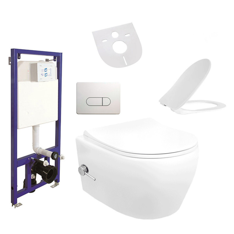 Spülrandloses Wand Hänge WC Set Vorwandelement Taharet Toilette Randlos NEU OVP - AL55800Komplett - cover