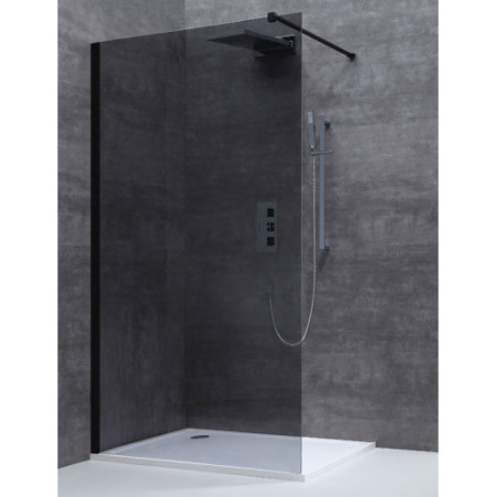 Walk In Duschwand schwarz Rauchglas Dusche Duschabtrennung  ESG NANO 120x200cm