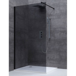 Walk-In Duschwand Rauchglas Dusche Duschabtrennung schwarz ESG NANO 80x200cm - ECOG80 - 1