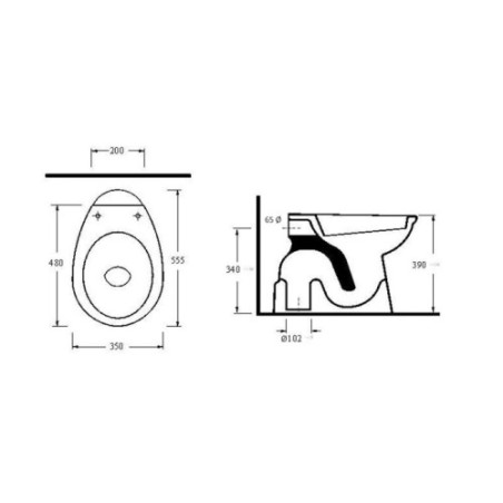 Belvit Stand-WC Manhattan Grau Tiefspüler Abgang Boden (senkrecht) 555x350x390