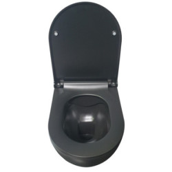 Belvit Spülrandloses Hänge-WC Komplettset mit Softclose-Deckel, Vorwandelement, Betätigungsplatte Schwarz Matt + Schallschutz - AL6613KomplettSet - 2