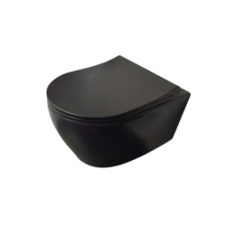 Belvit Spülrandloses Hänge-WC mit Taharet-/Bidetfunktion und Softclose-Deckel schwarz matt - AL6612+AL0611 - 0