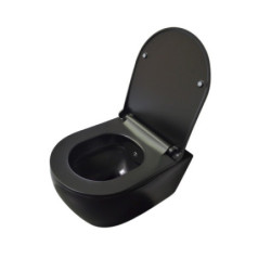Belvit Spülrandloses Hänge-WC mit Taharet-/Bidetfunktion und Softclose-Deckel schwarz matt - AL6612+AL0611 - 2