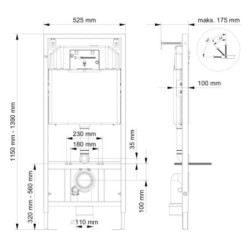 Belvit Spülrandloses Hänge-WC mit Armatur, Deckel, Vorwandelement und Betätigungsplatte Schwarz Matt - AL66700KomplettSet - 7