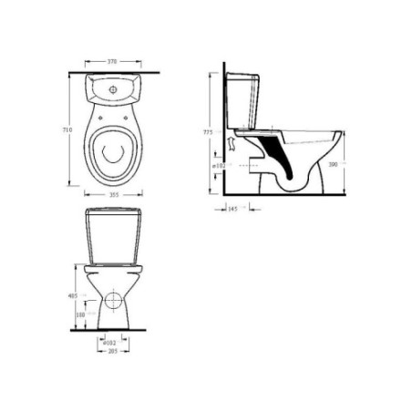 Stand-WC mit Taharet Keramik-Spülkasten Softclose WC-Sitz Toilette WC Waagerecht Wand