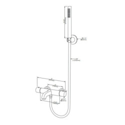 Aloni Wannenarmatur mit Thermostat und Handbrause Chrom - CR6004-7C - 1
