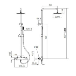 Thermostat-Duschgarnitur mit Kopfbrause Handbrause Kupfer gebürstet - OPT1-BC - 4